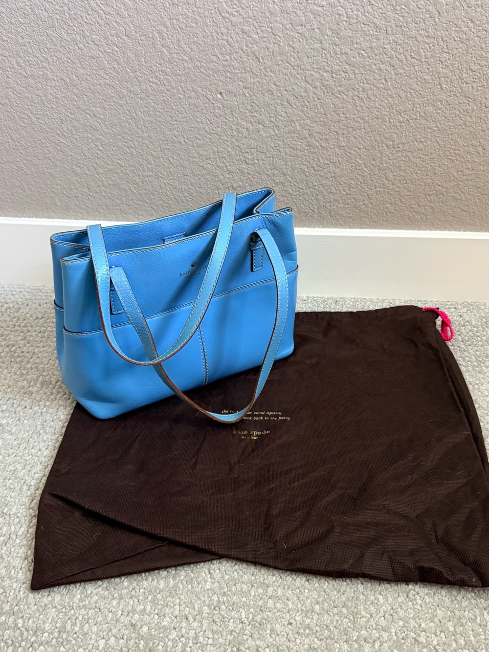 kate spade Sky Blue Leather Shoulder Tote